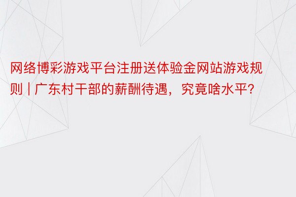 网络博彩游戏平台注册送体验金网站游戏规则 | 广东村干部的薪酬待遇，究竟啥水平？