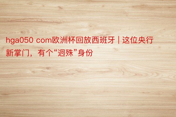 hga050 com欧洲杯回放西班牙 | 这位央行新掌门，有个“迥殊”身份