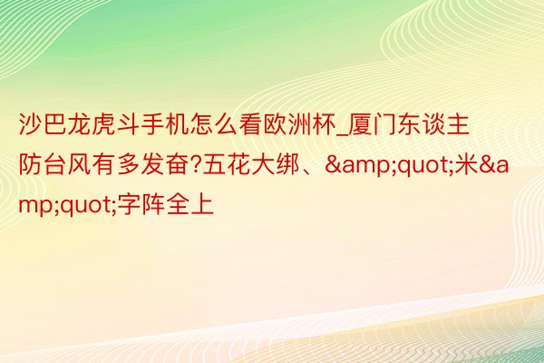 沙巴龙虎斗手机怎么看欧洲杯_厦门东谈主防台风有多发奋?五花大绑、&quot;米&quot;字阵全上