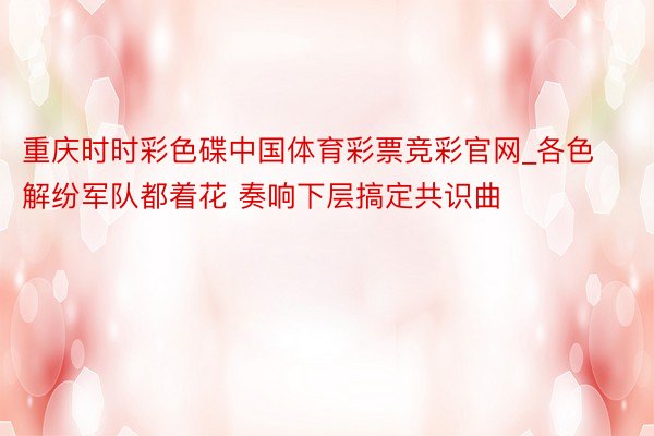 重庆时时彩色碟中国体育彩票竞彩官网_各色解纷军队都着花 奏响下层搞定共识曲