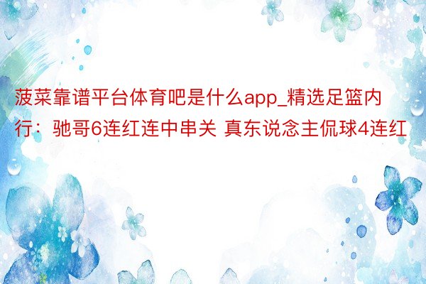 菠菜靠谱平台体育吧是什么app_精选足篮内行：驰哥6连红连中串关 真东说念主侃球4连红