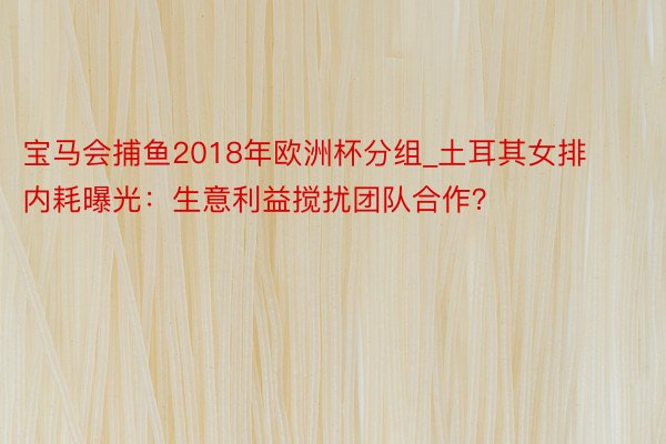 宝马会捕鱼2018年欧洲杯分组_土耳其女排内耗曝光：生意利益搅扰团队合作？