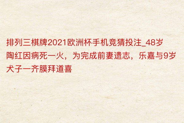 排列三棋牌2021欧洲杯手机竞猜投注_48岁陶红因病死一火，为完成前妻遗志，乐嘉与9岁犬子一齐膜拜道喜